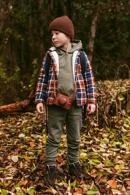 Child outdoors on a trip