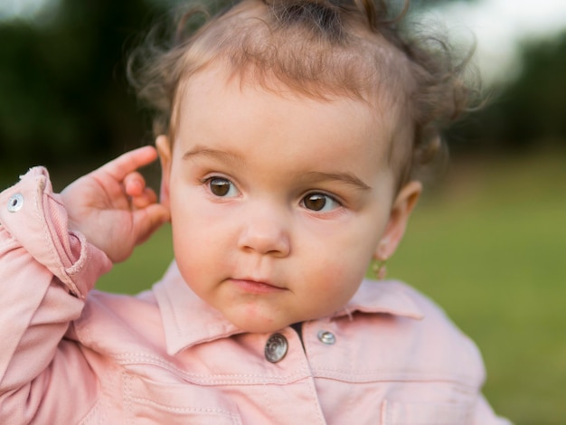 Child in pink clothes portrait