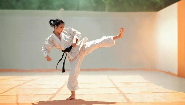 Child practicing martial arts