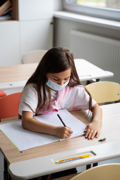 Child student learning in school