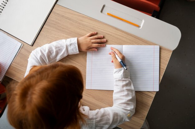 Child student learning in school