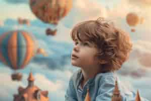 Free photo child with autism living in fantasy world