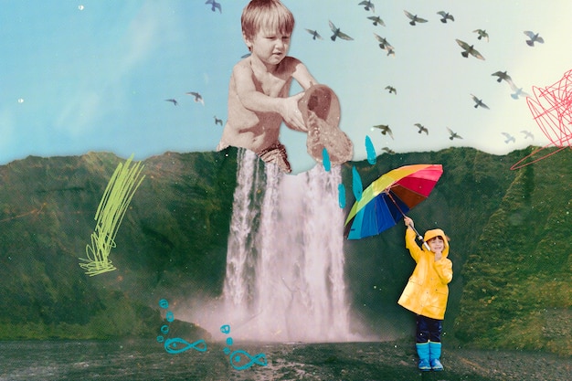 Free photo childhood concept collage