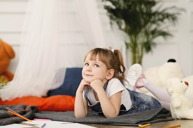 Free photo childhood. young girl at home