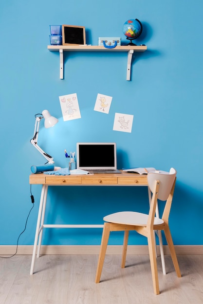 Free photo children desk interior design