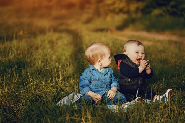 children in the grass