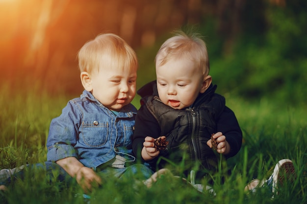 children in the grass