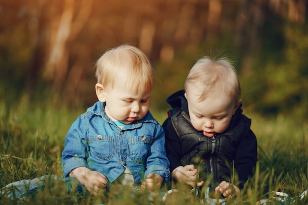 children in the grass