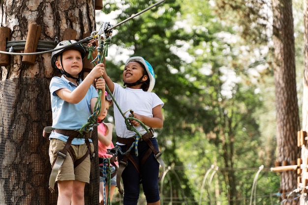 Free photo children having fun at an adventure park