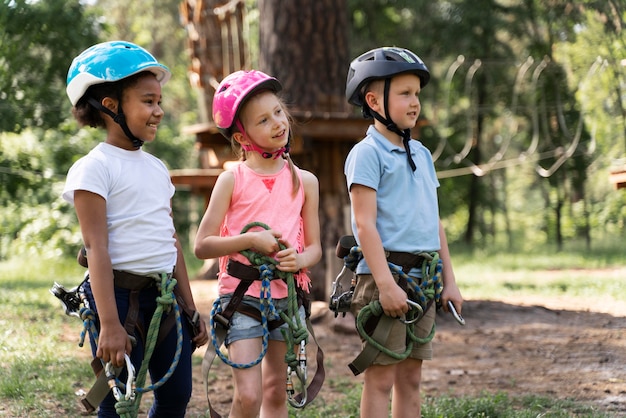 Free photo children having fun at an adventure park