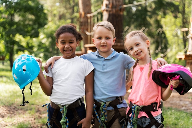 Children having fun at an adventure park