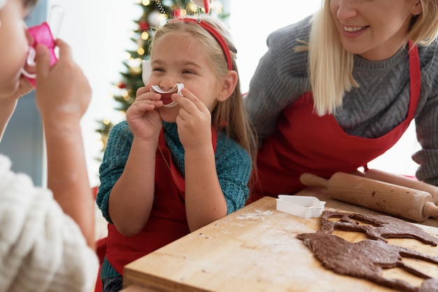 Free Photo children having fun with  cookie cutter