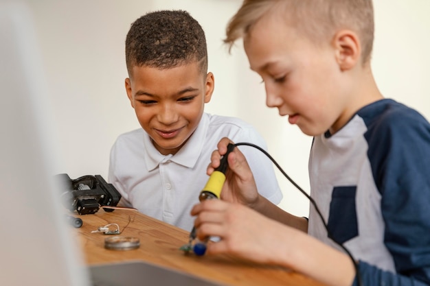 Free Photo children making robot