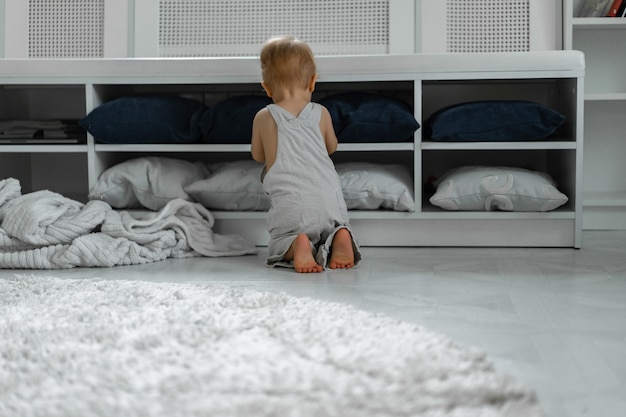 Free photo children play in the house, homely atmosphere. siblings spend time together.