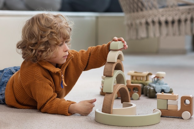 Free photo children playing with eco toys