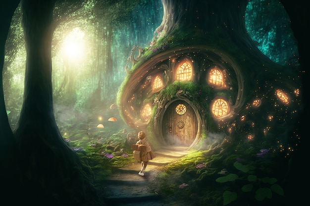 Free Photo children's fantasy tale with tree house