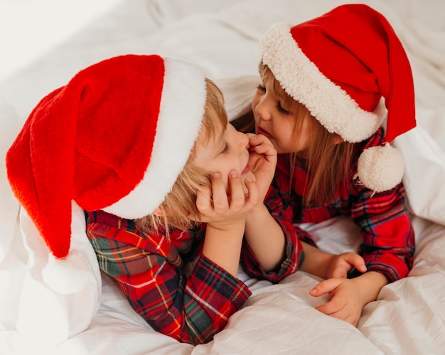 Children spending time together on christmas day