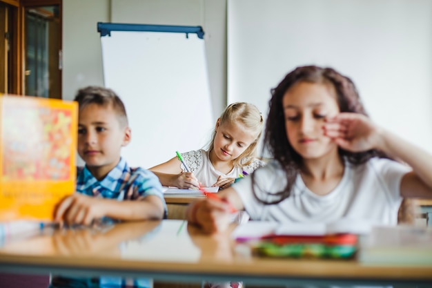 Children studying in classroom