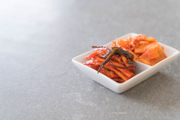 Chinese cabbage, squid and radish kimchi