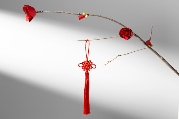 Chinese new year 2021 flower and red decoration