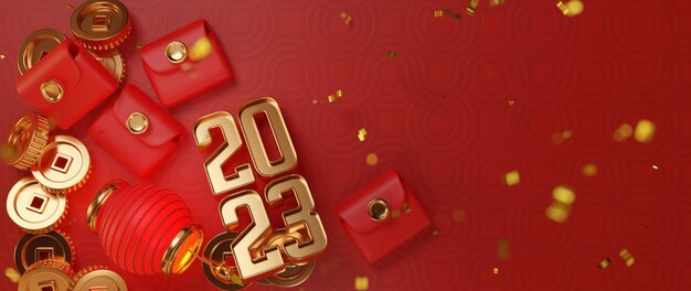 Chinese new year 2023 background 3d illustration