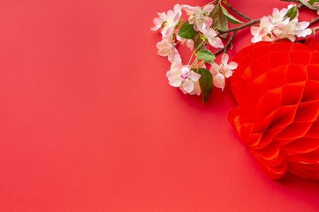 Free Photo chinese new year cherry blossom with lantern