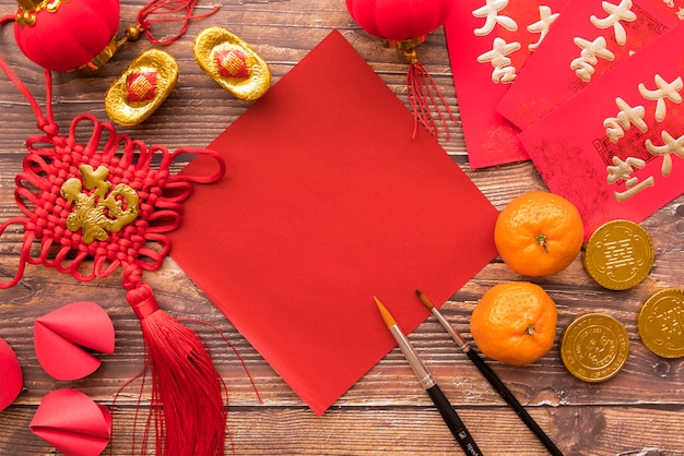 Chinese new year composition with copyspace