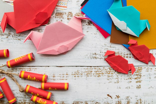 Chinese new year concept with paper craft