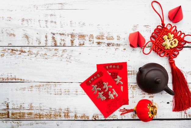 Free Photo chinese new year concept with tea pot