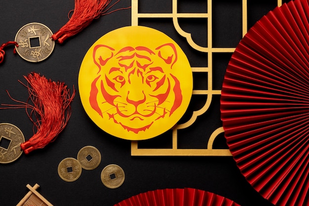 Free photo chinese new year still life of tiger celebration