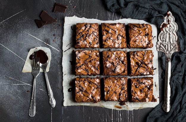 Chocolate brownie cake piece pie homemade pastries sweet cooking