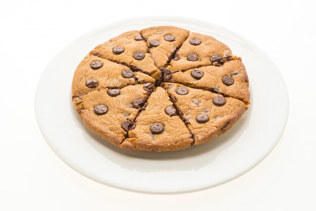 Chocolate brownies cake in white plate