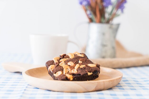 chocolate brownies on table