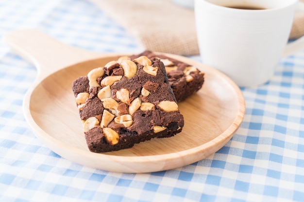 chocolate brownies on table