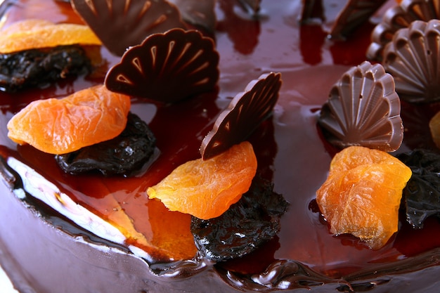 Chocolate cake with dried fruit