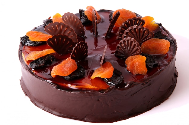 Chocolate cake with dried fruit