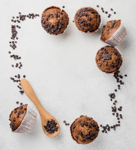 Chocolate chips muffins and chocolate frame