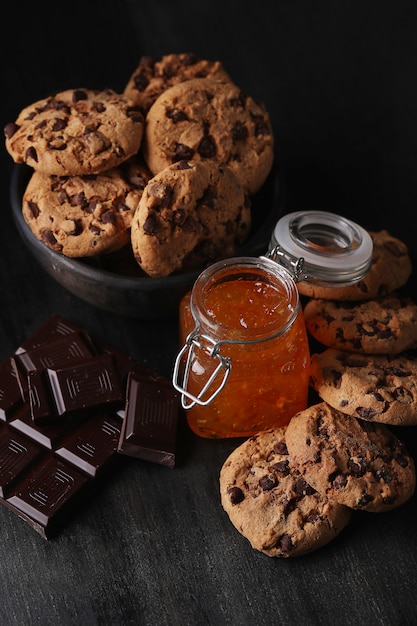 Chocolate cookies with chocolate chips