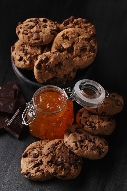 Chocolate cookies with chocolate chips