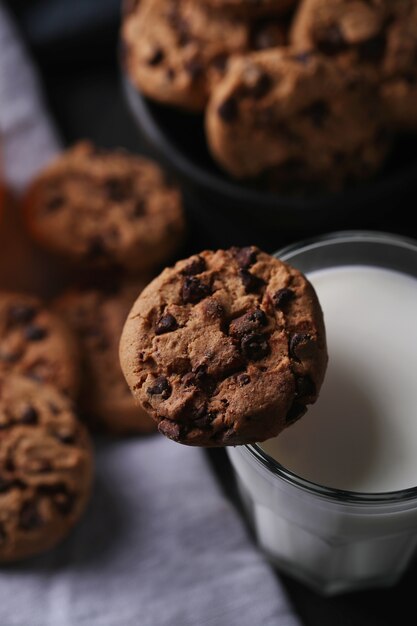 Chocolate cookies with chocolate chips