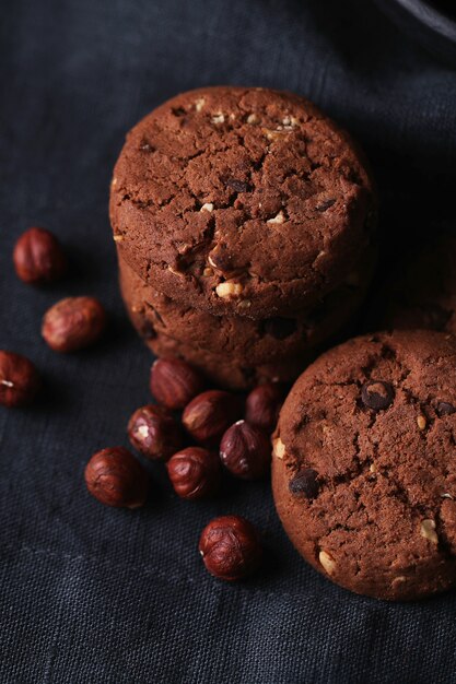 Chocolate cookies with chocolate chips