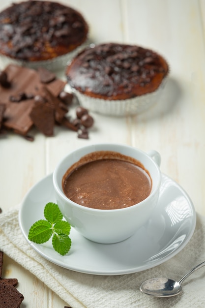 Chocolate on the dark surface. World Chocolate Day concept