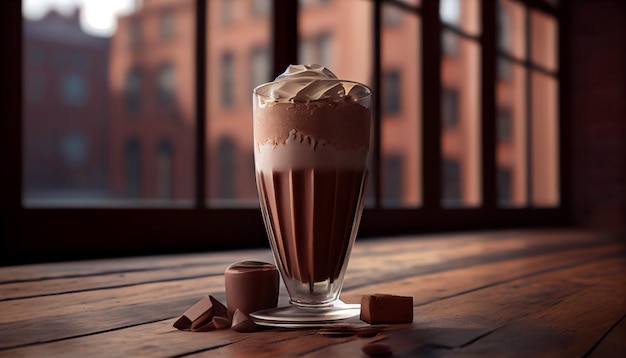 Free photo chocolate dessert on table with coffee cup generative ai