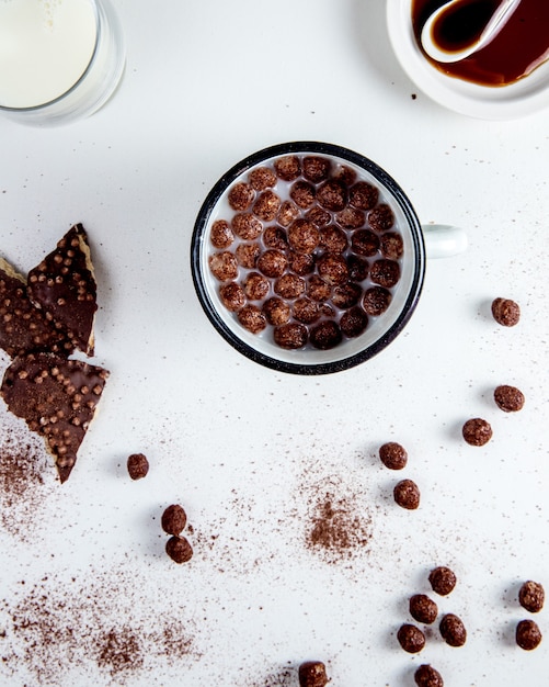 Chocolate flakes top view