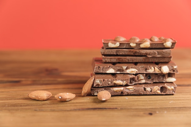 Free photo chocolate tower with nuts