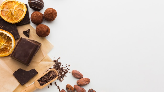 Free Photo chocolate truffles with copy space