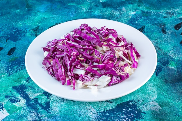 Chopped red cabbage on a plate 