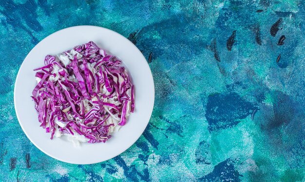 Chopped red cabbage on a plate 