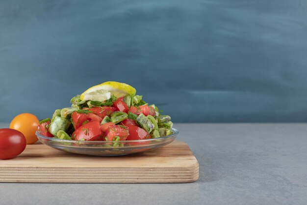 Chopped tomato salad with beans and herbs.