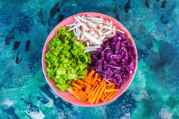 Chopped various vegetables in a plate 